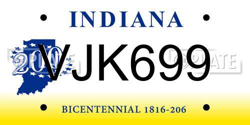 VJK699 Indiana License Plate