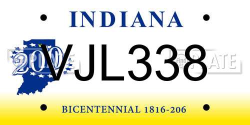 VJL338 Indiana License Plate