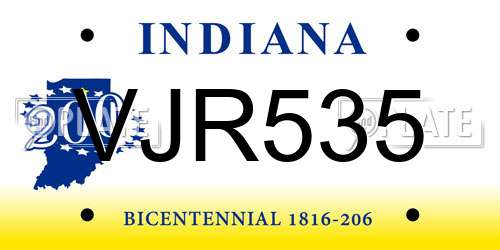 VJR535 Indiana License Plate