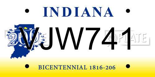 VJW741 Indiana License Plate