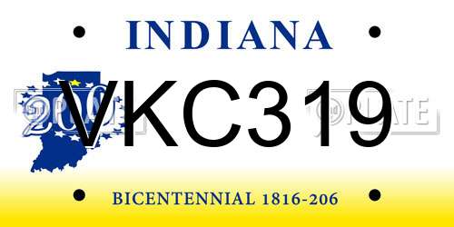 VKC319 Indiana License Plate