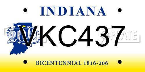 VKC437 Indiana License Plate