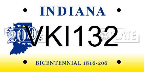 VKI132 Indiana License Plate