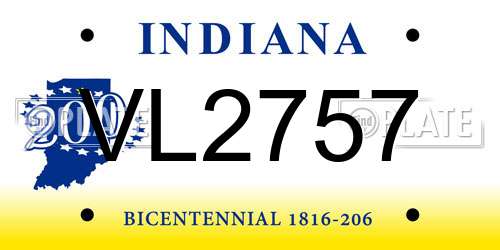 VL2757 Indiana License Plate