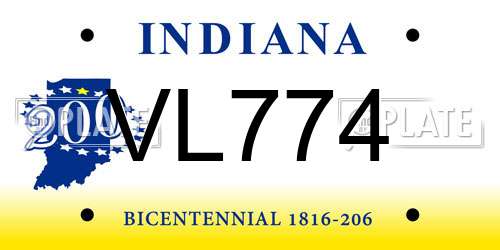 VL774 Indiana License Plate
