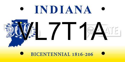 VL7T1A Indiana License Plate