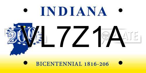 VL7Z1A Indiana License Plate