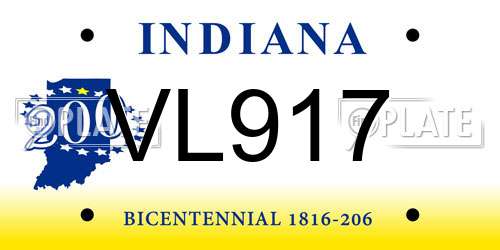 VL917 Indiana License Plate