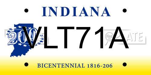 VLT71A Indiana License Plate