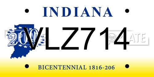 VLZ714 Indiana License Plate