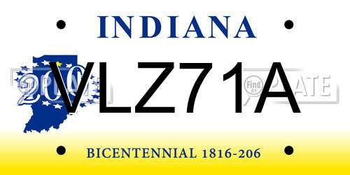 VLZ71A Indiana License Plate
