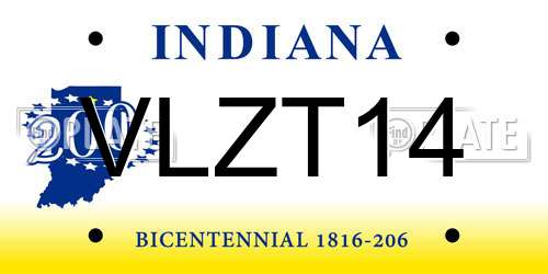 VLZT14 Indiana License Plate
