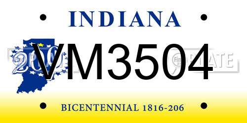 VM3504 Indiana License Plate
