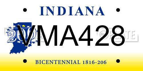 VMA428 Indiana License Plate