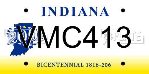 VMC413 Indiana License Plate