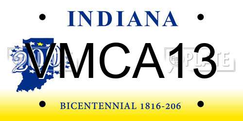 VMCA13 Indiana License Plate