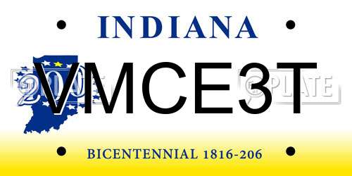 VMCE3T Indiana License Plate