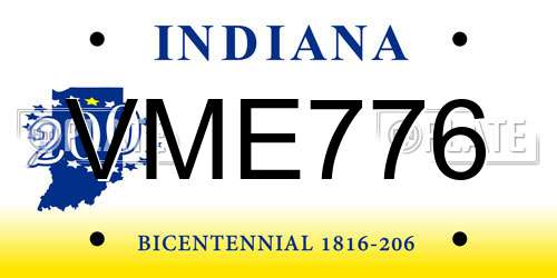 VME776 Indiana License Plate
