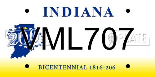 VML707 Indiana License Plate