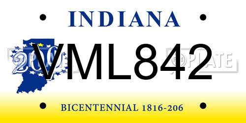 VML842 Indiana License Plate