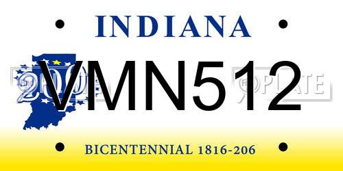 VMN512 Indiana License Plate