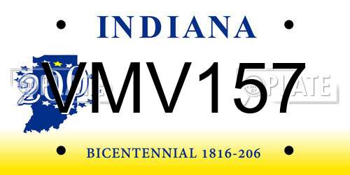VMV157 Indiana License Plate