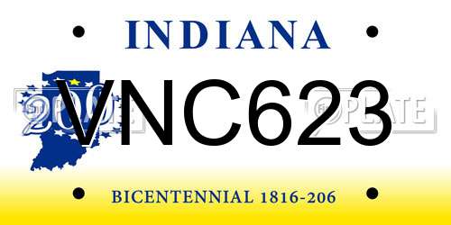 VNC623 Indiana License Plate