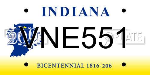 VNE551 Indiana License Plate