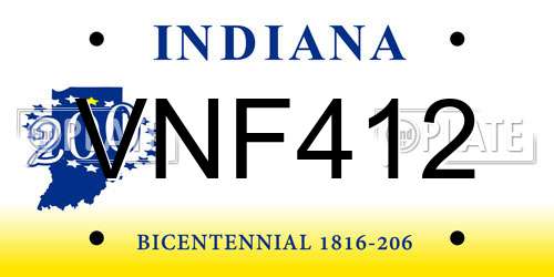 VNF412 Indiana License Plate