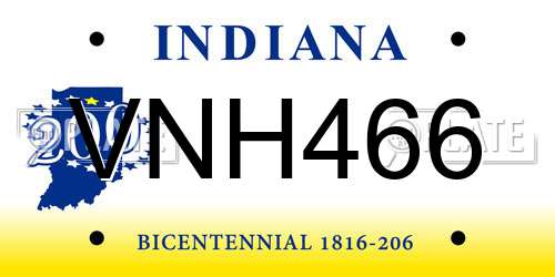 VNH466 Indiana License Plate