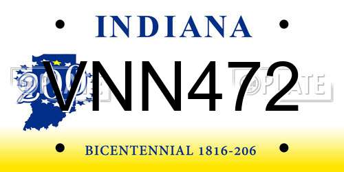 VNN472 Indiana License Plate