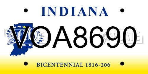VOA8690 Indiana License Plate