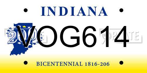 VOG614 Indiana License Plate