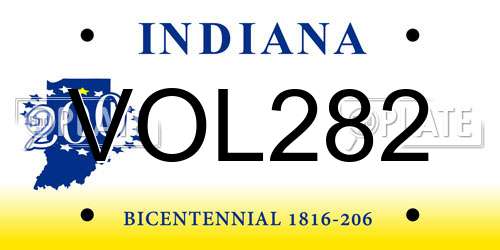 VOL282 Indiana License Plate