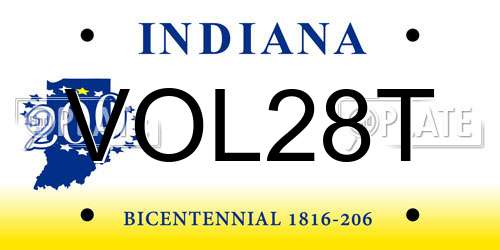 VOL28T Indiana License Plate
