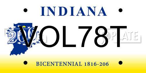 VOL78T Indiana License Plate