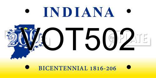 VOT502 Indiana License Plate