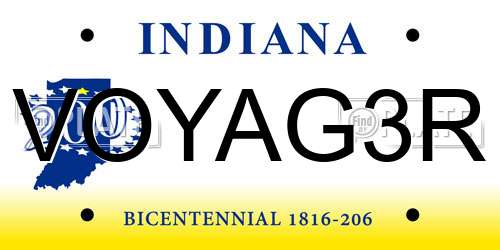 VOYAG3R Indiana License Plate