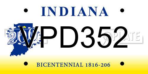 VPD352 Indiana License Plate