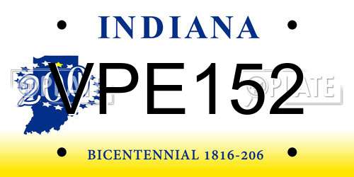 VPE152 Indiana License Plate