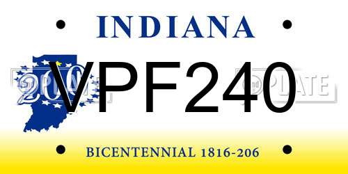 VPF240 Indiana License Plate