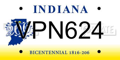 VPN624 Indiana License Plate