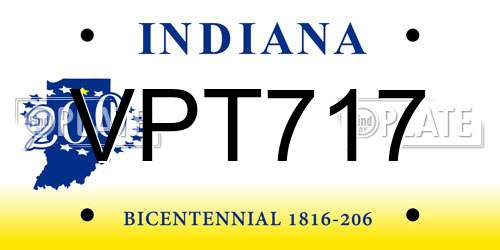 VPT717 Indiana License Plate