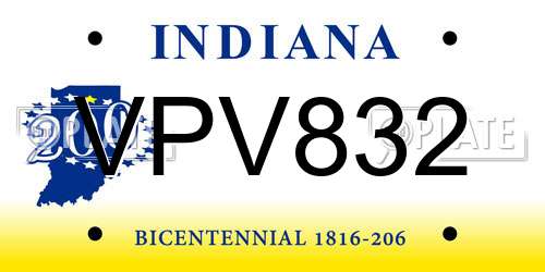 VPV832 Indiana License Plate
