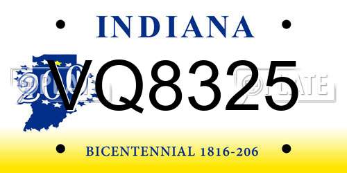 VQ8325 Indiana License Plate