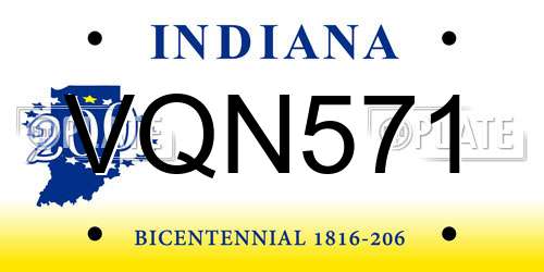 VQN571 Indiana License Plate
