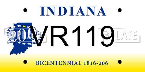 VR119 Indiana License Plate