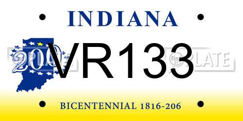 VR133 Indiana License Plate