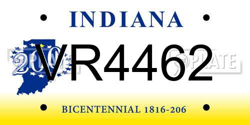 VR4462 Indiana License Plate