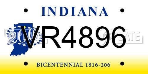 VR4896 Indiana License Plate